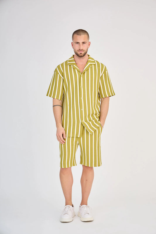 Ensemble Rayure Nid d'Abeille Jaune