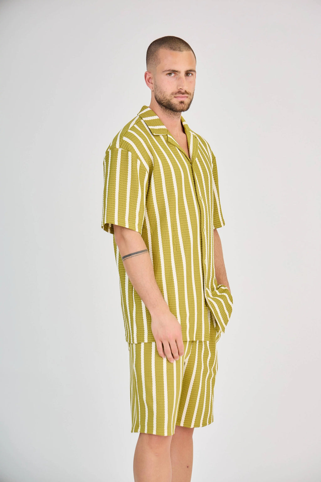 Ensemble Rayure Nid d'Abeille Jaune