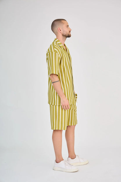 Ensemble Rayure Nid d'Abeille Jaune