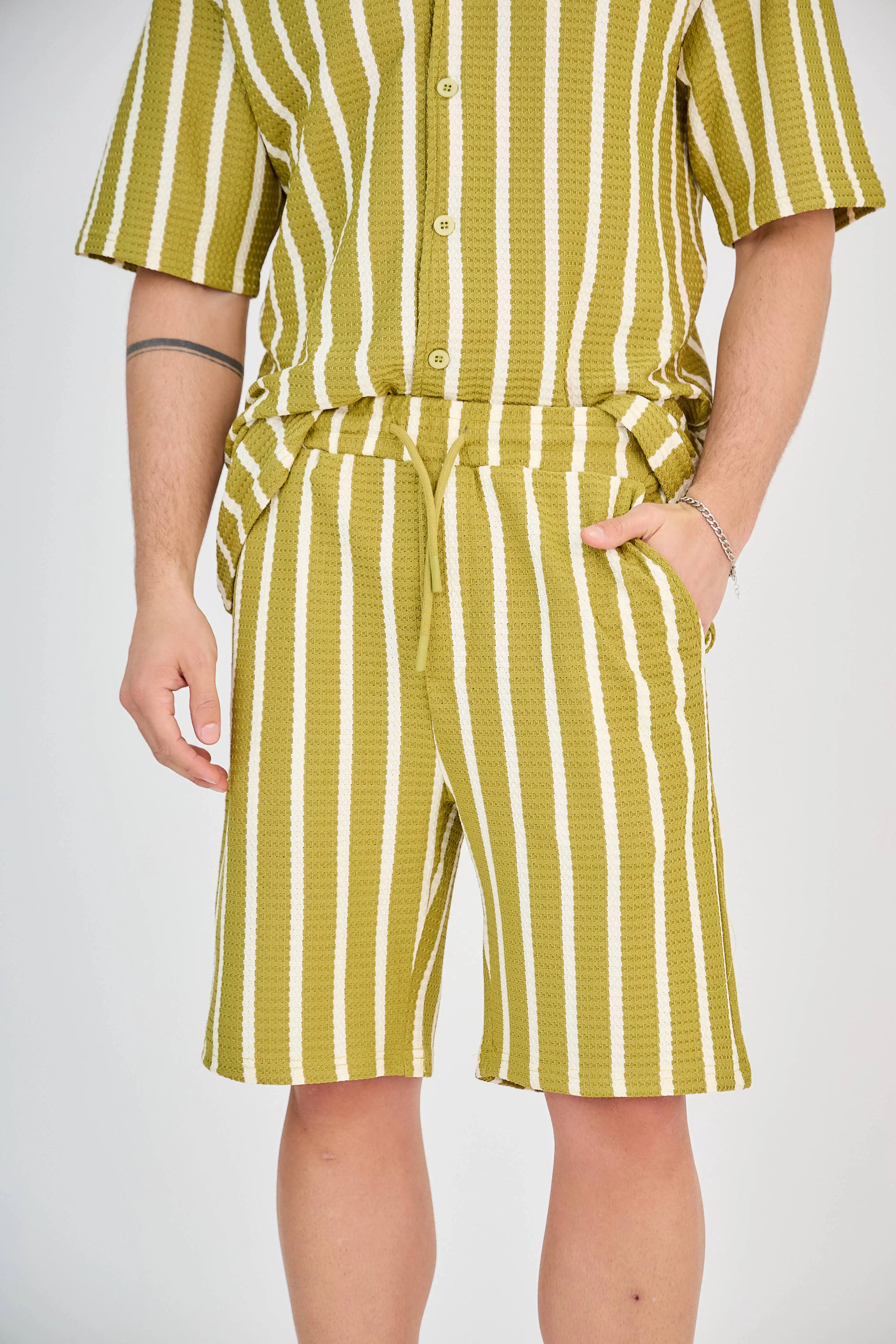 Ensemble Rayure Nid d'Abeille Jaune