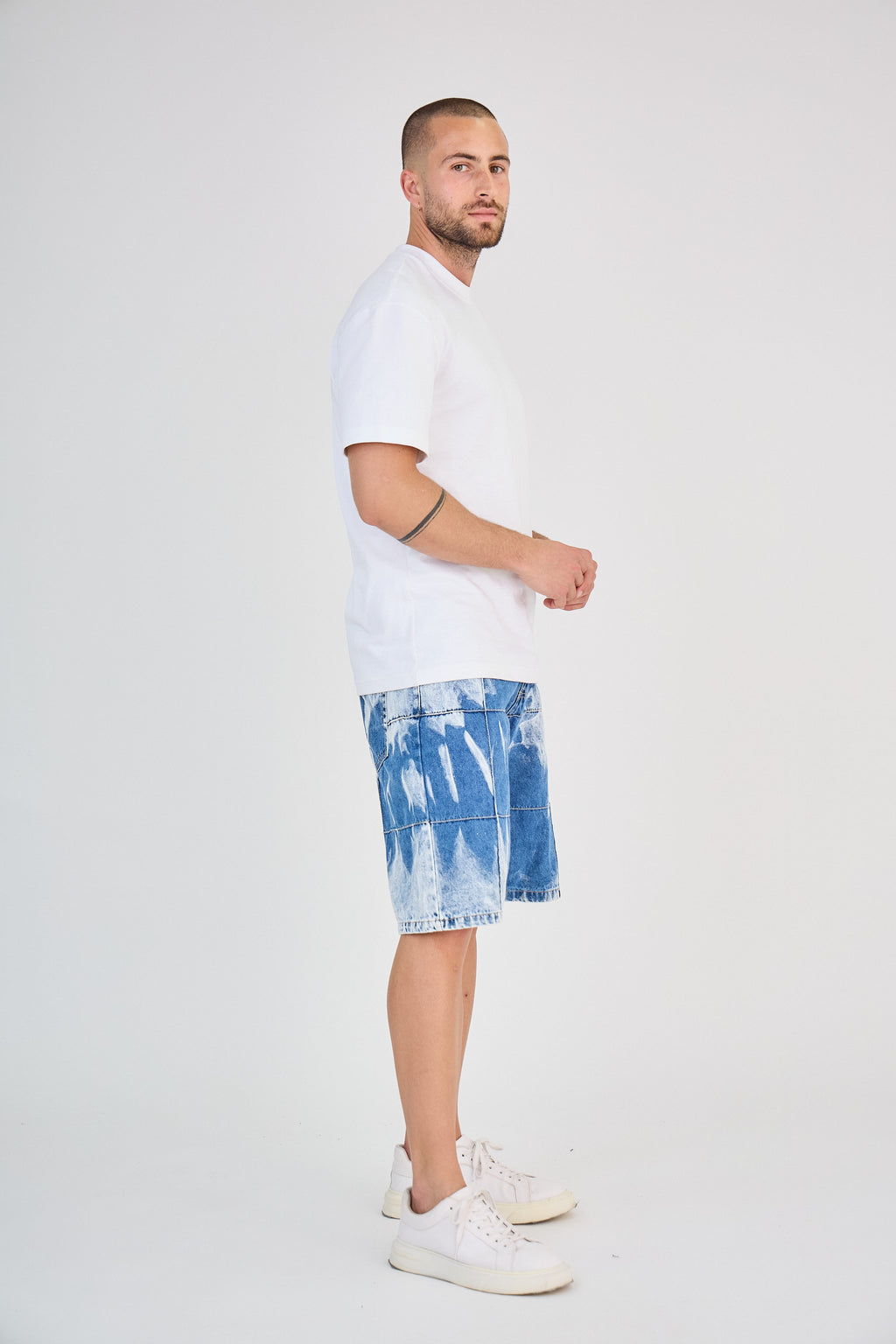 Washed Blue Denim Shorts