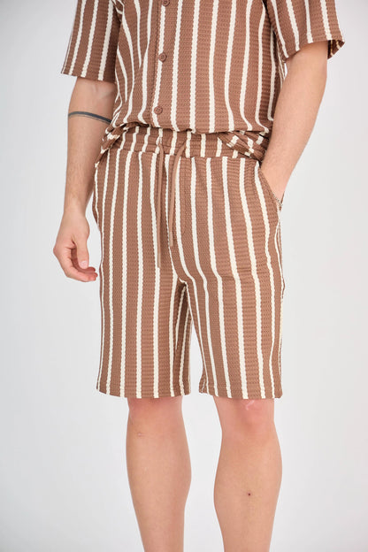 Ensemble Rayure Nid d'Abeille Marron