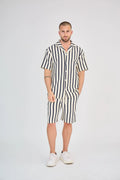 Navy Blue Honeycomb Stripe Set