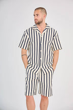 Navy Blue Honeycomb Stripe Set