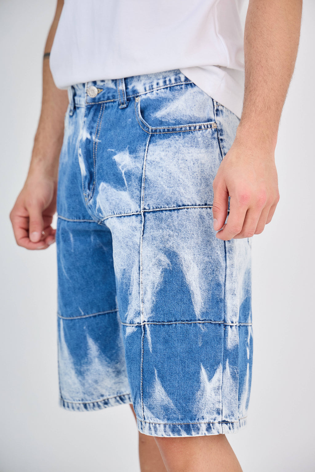 Washed Blue Denim Shorts