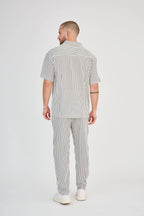 Ecru Striped Knit Pants Set
