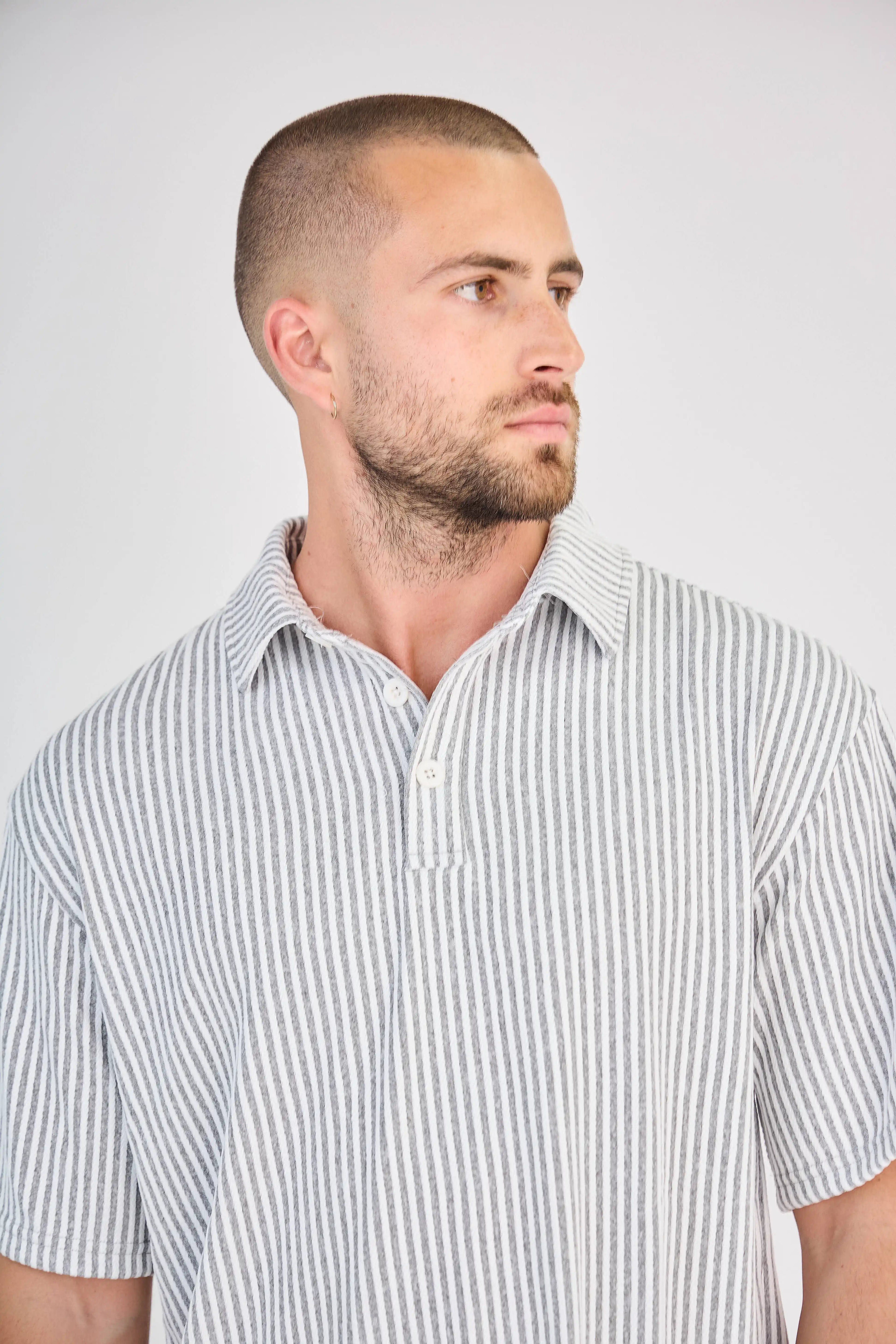 Ensemble Maille Rayée Écru Short