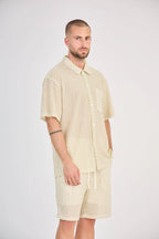 Beige Openwork Geometric Mesh Set