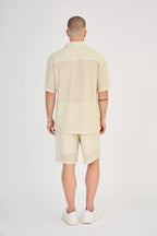 Beige Openwork Geometric Mesh Set