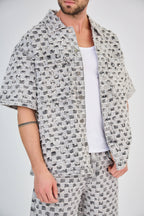 Grey Patterned Jeans Set