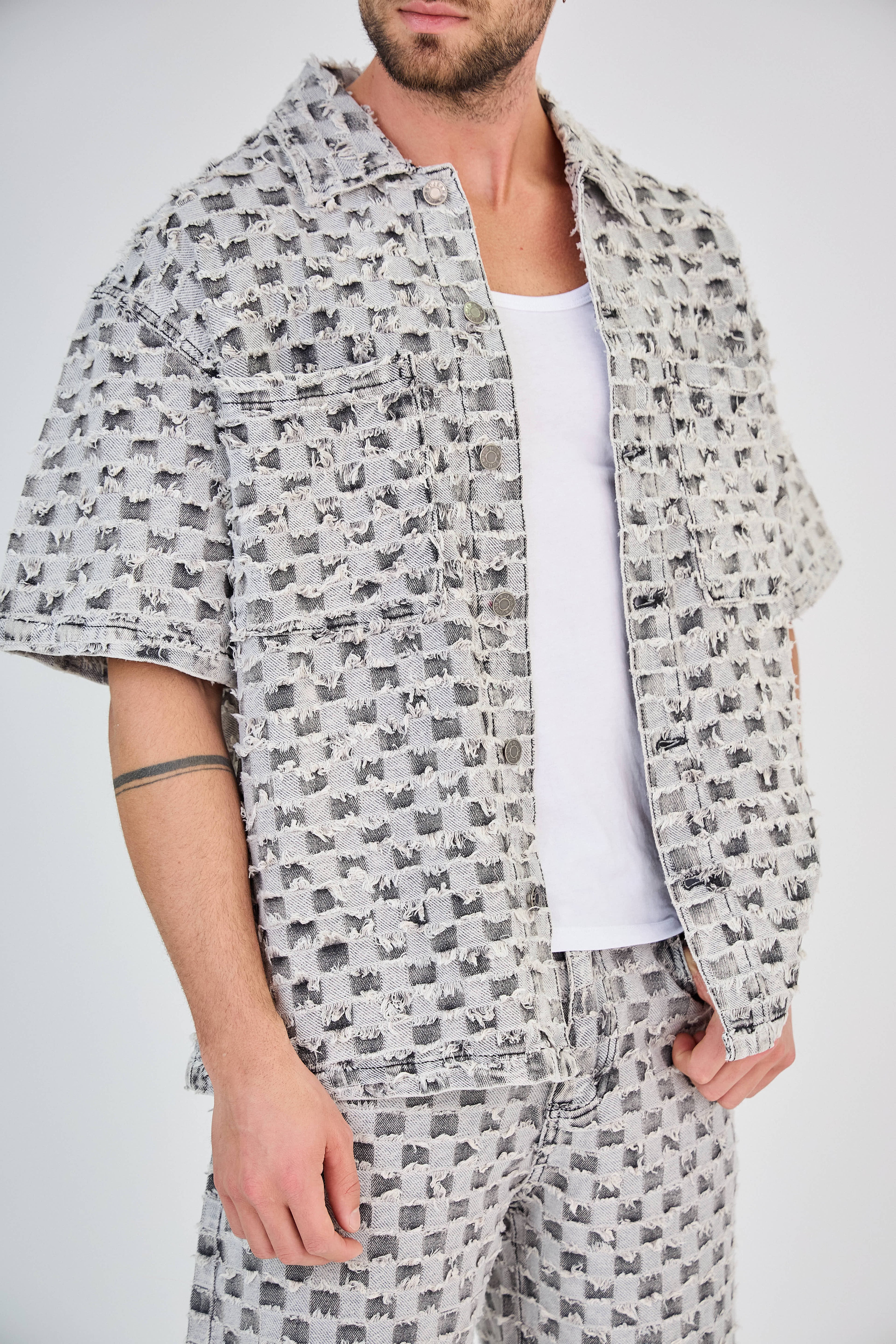 Ensemble Jeans Gris Motif