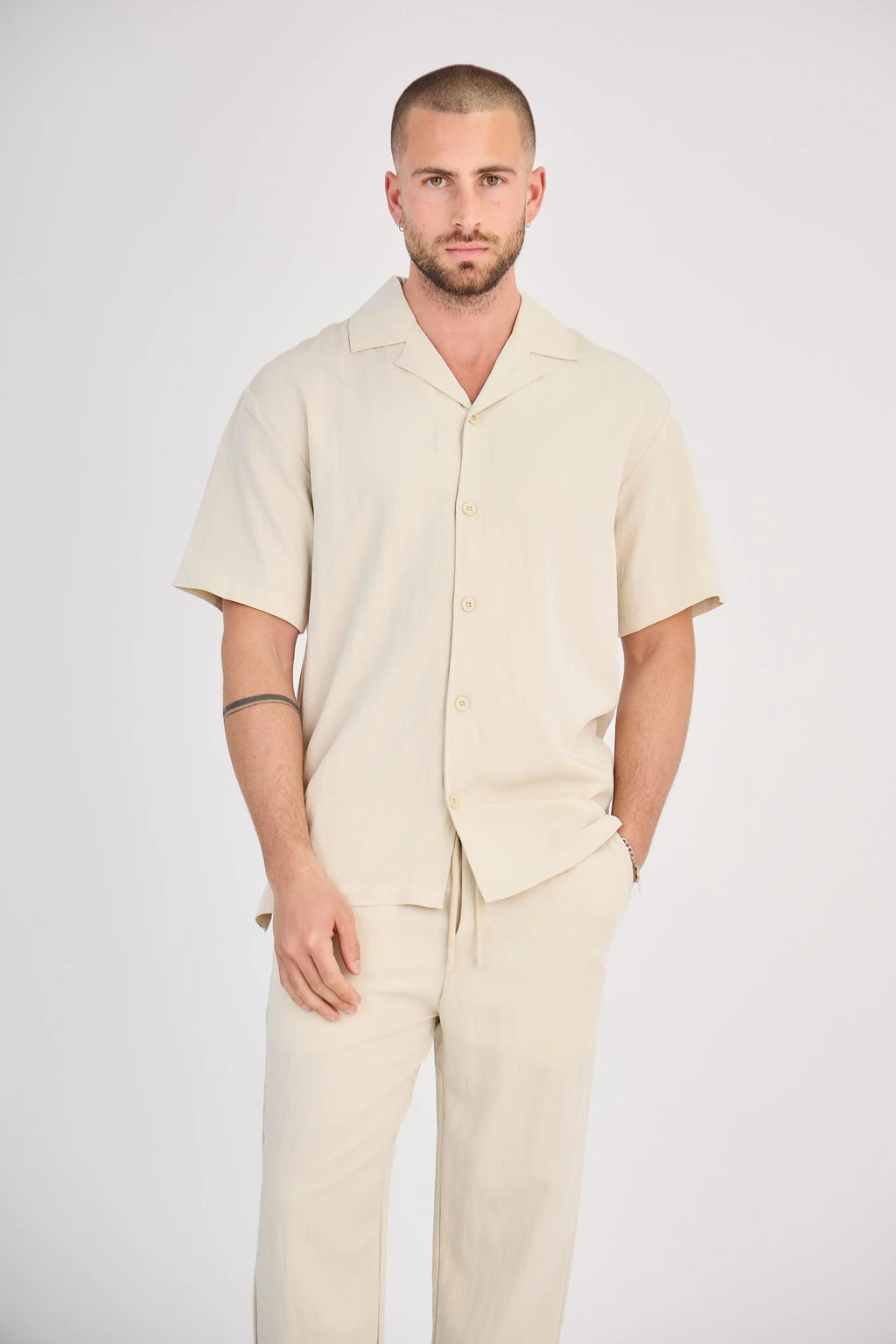 Beige Fluid Pants Set