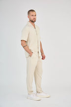 Beige Fluid Pants Set
