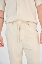 Beige Fluid Pants Set