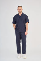 Navy Blue Fluid Pants Set