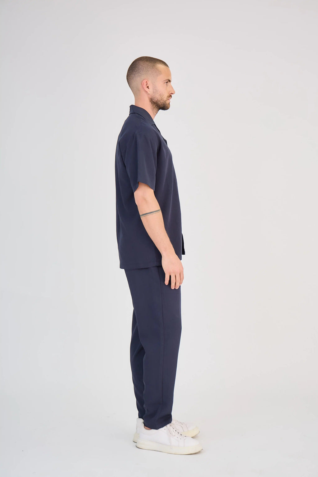 Navy Blue Fluid Pants Set