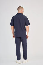 Navy Blue Fluid Pants Set