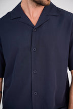 Navy Blue Fluid Pants Set