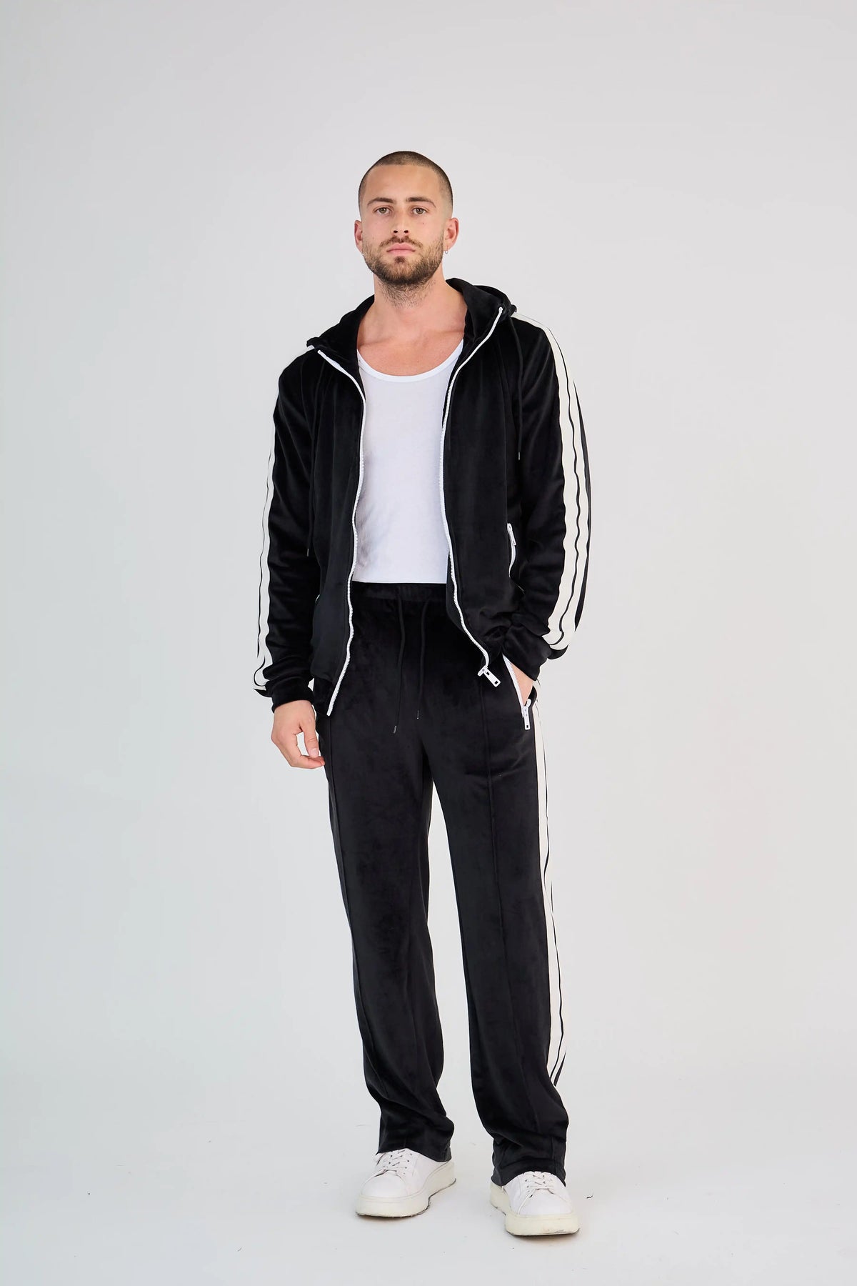 Black Velvet Zip Set