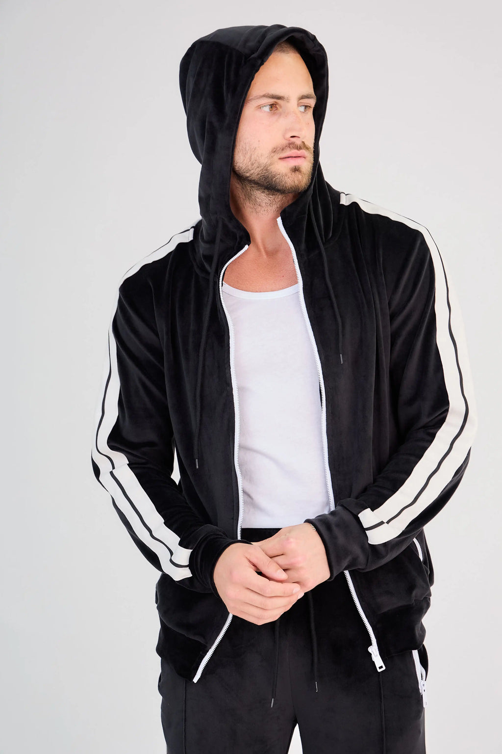 Black Velvet Zip Set