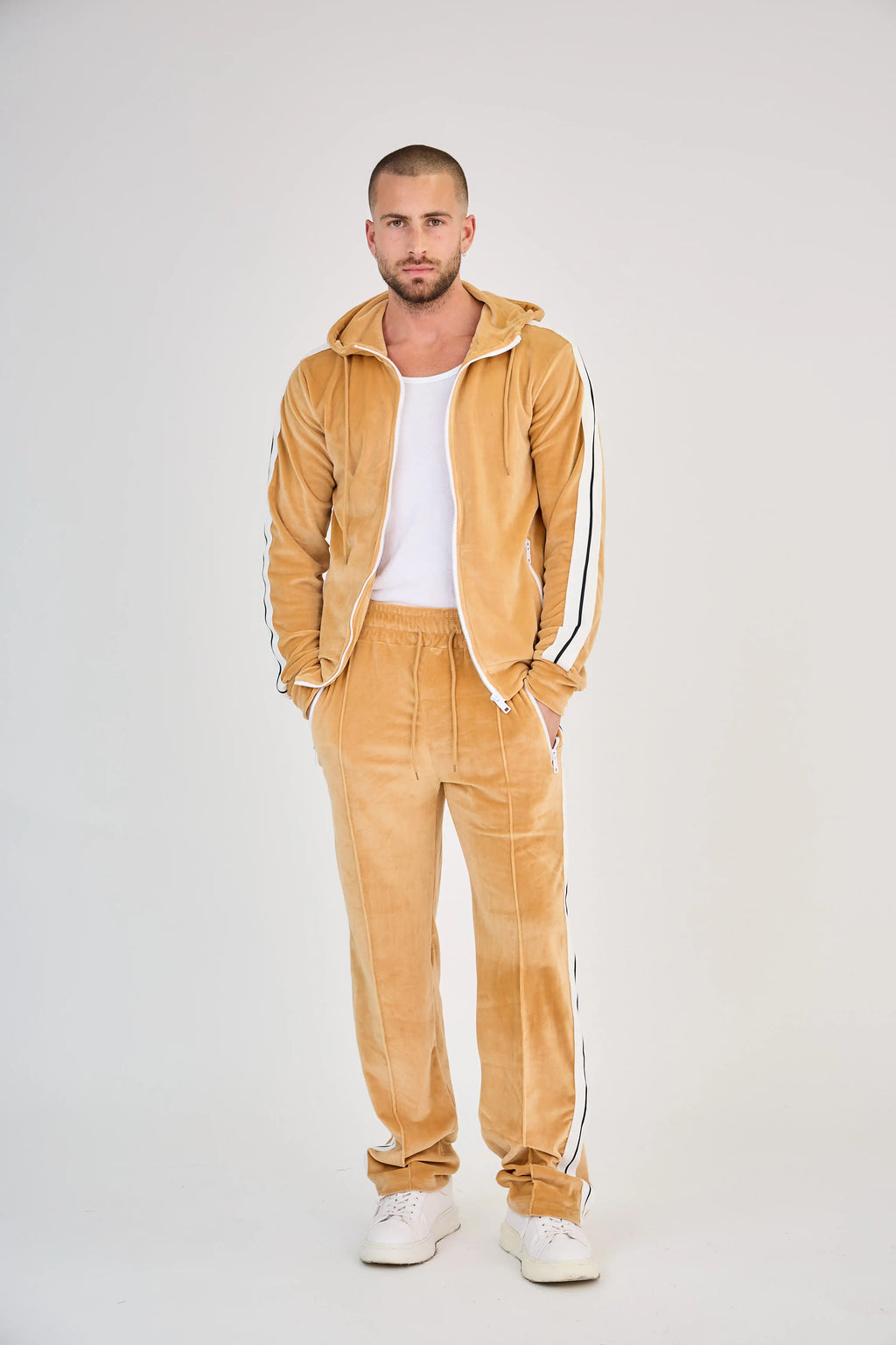 Camel Velvet Zip Set
