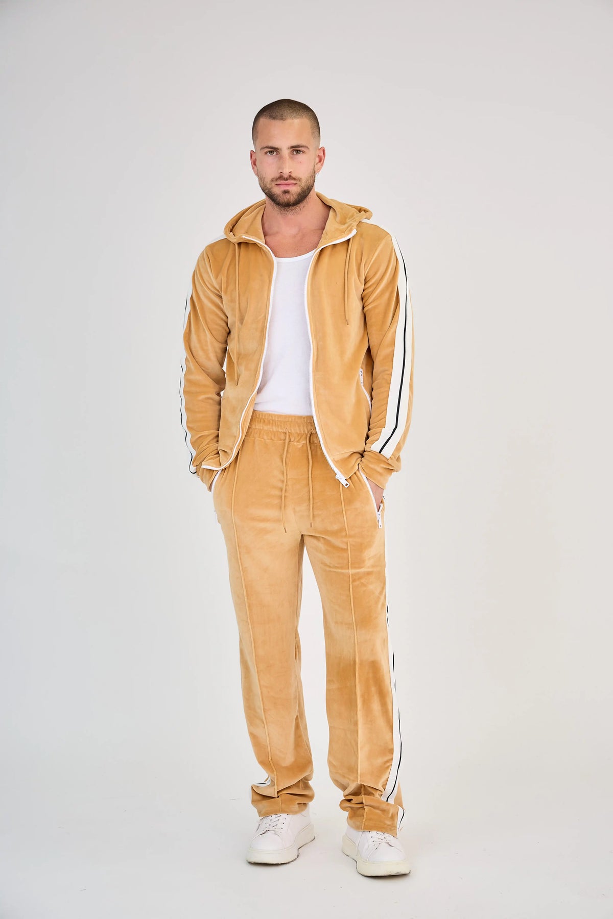 Camel Velvet Zip Set