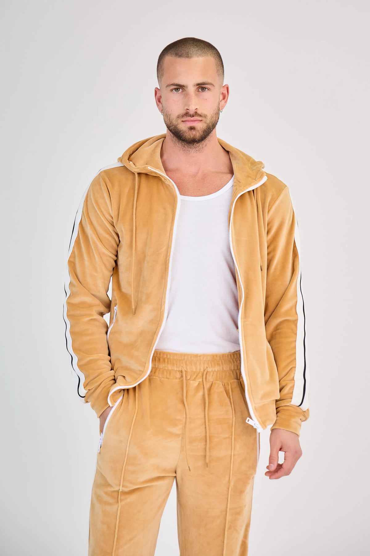 Camel Velvet Zip Set