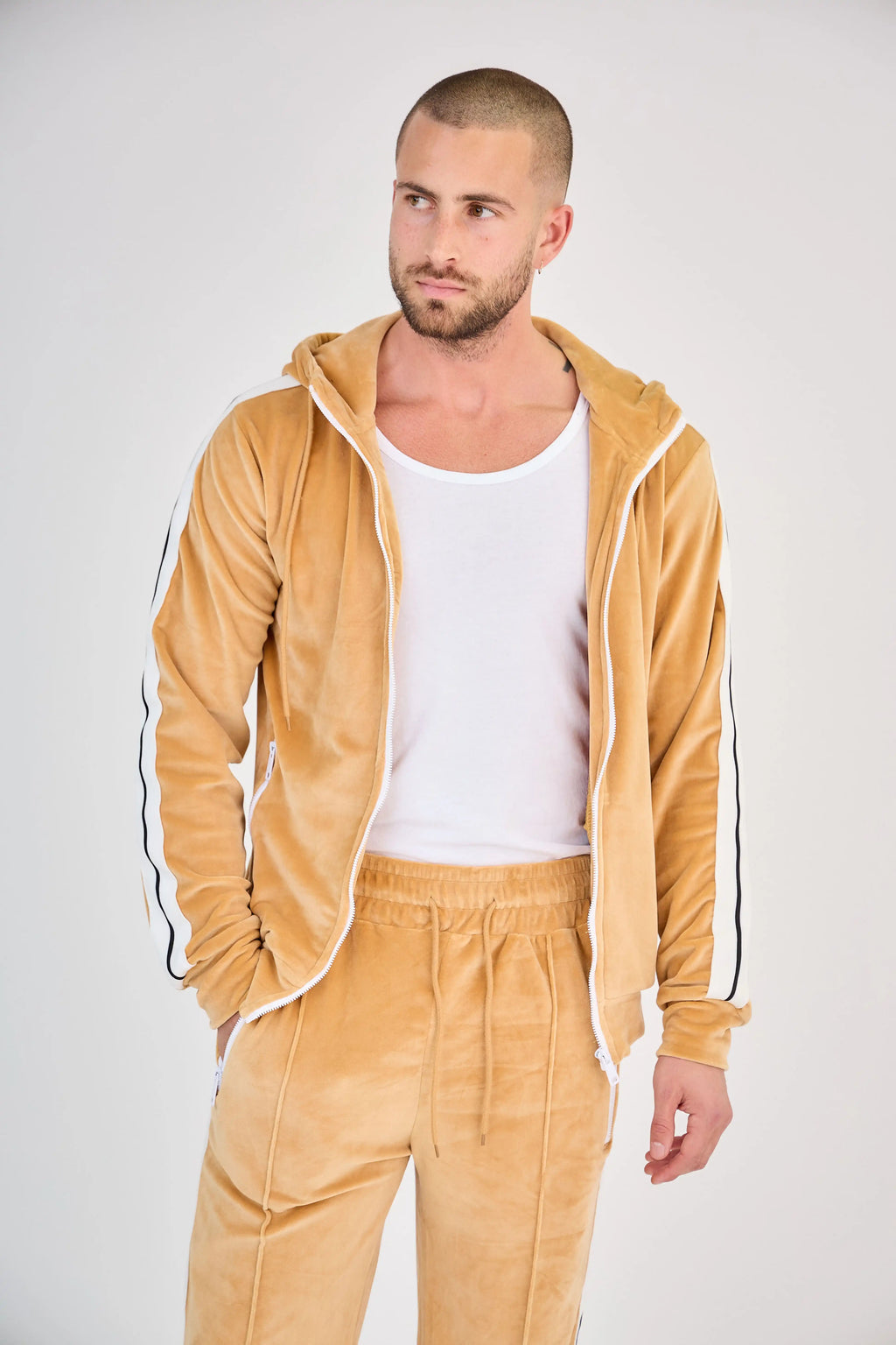 Camel Velvet Zip Set