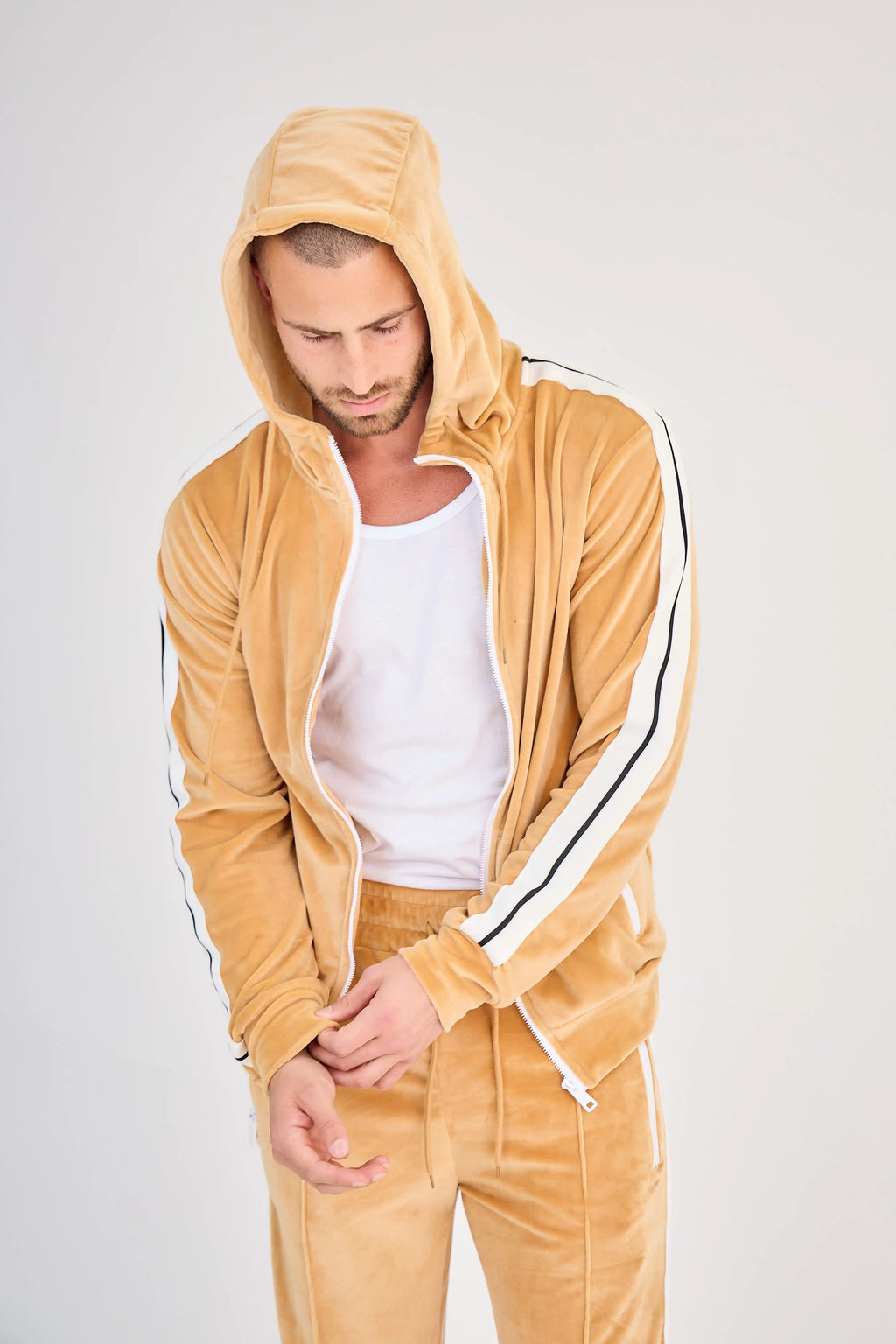 Camel Velvet Zip Set