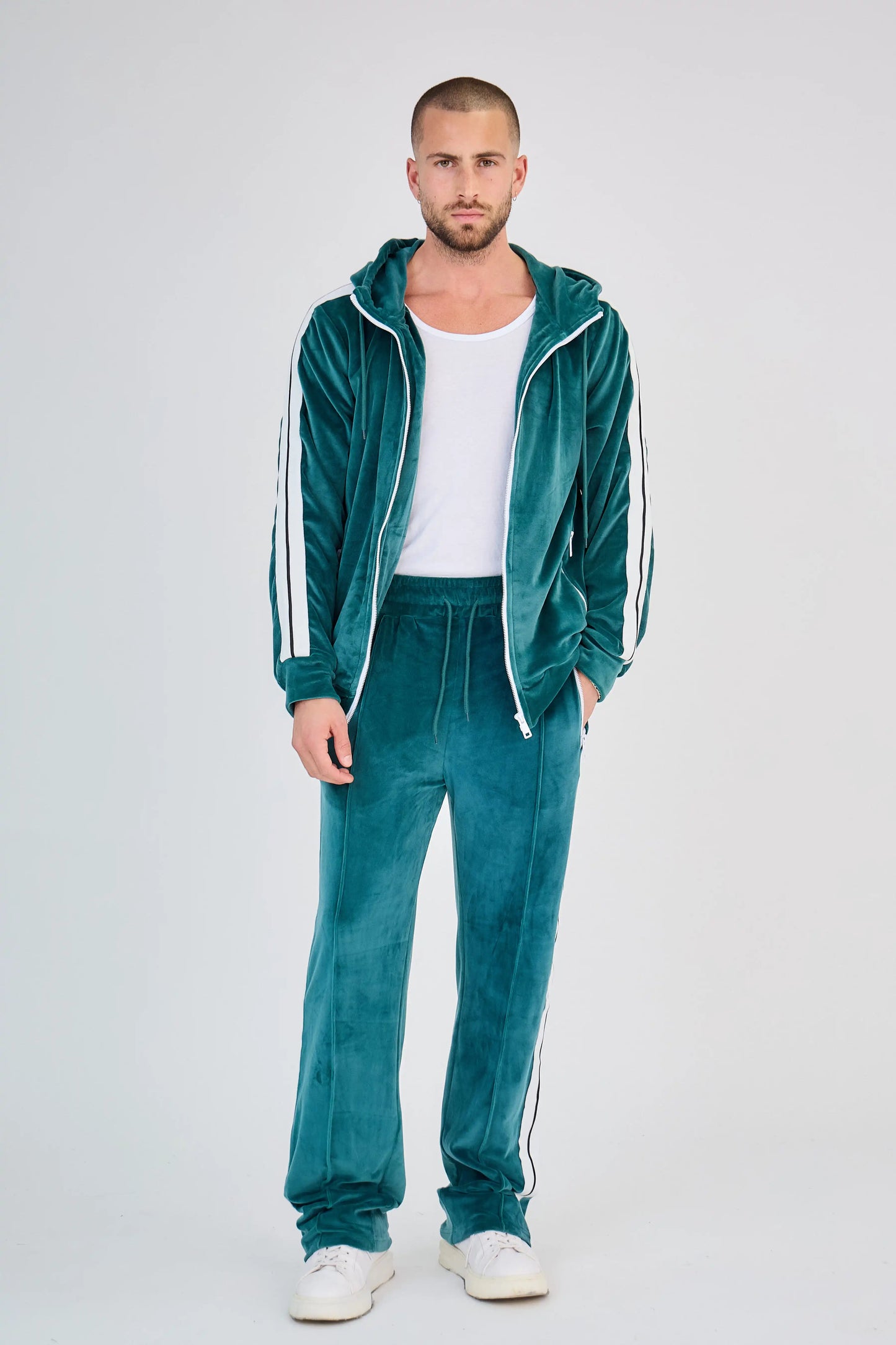 Ensemble Velours Zippé Vert