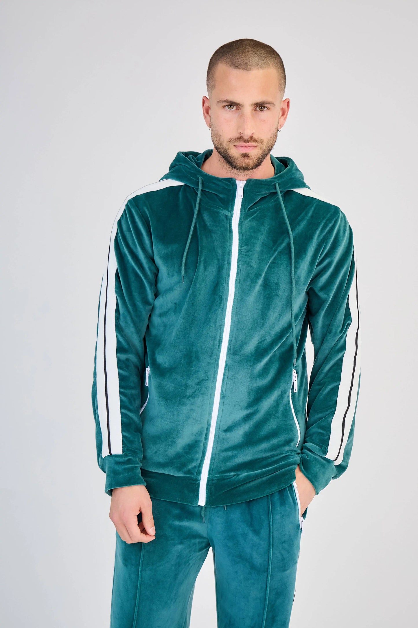 Ensemble Velours Zippé Vert