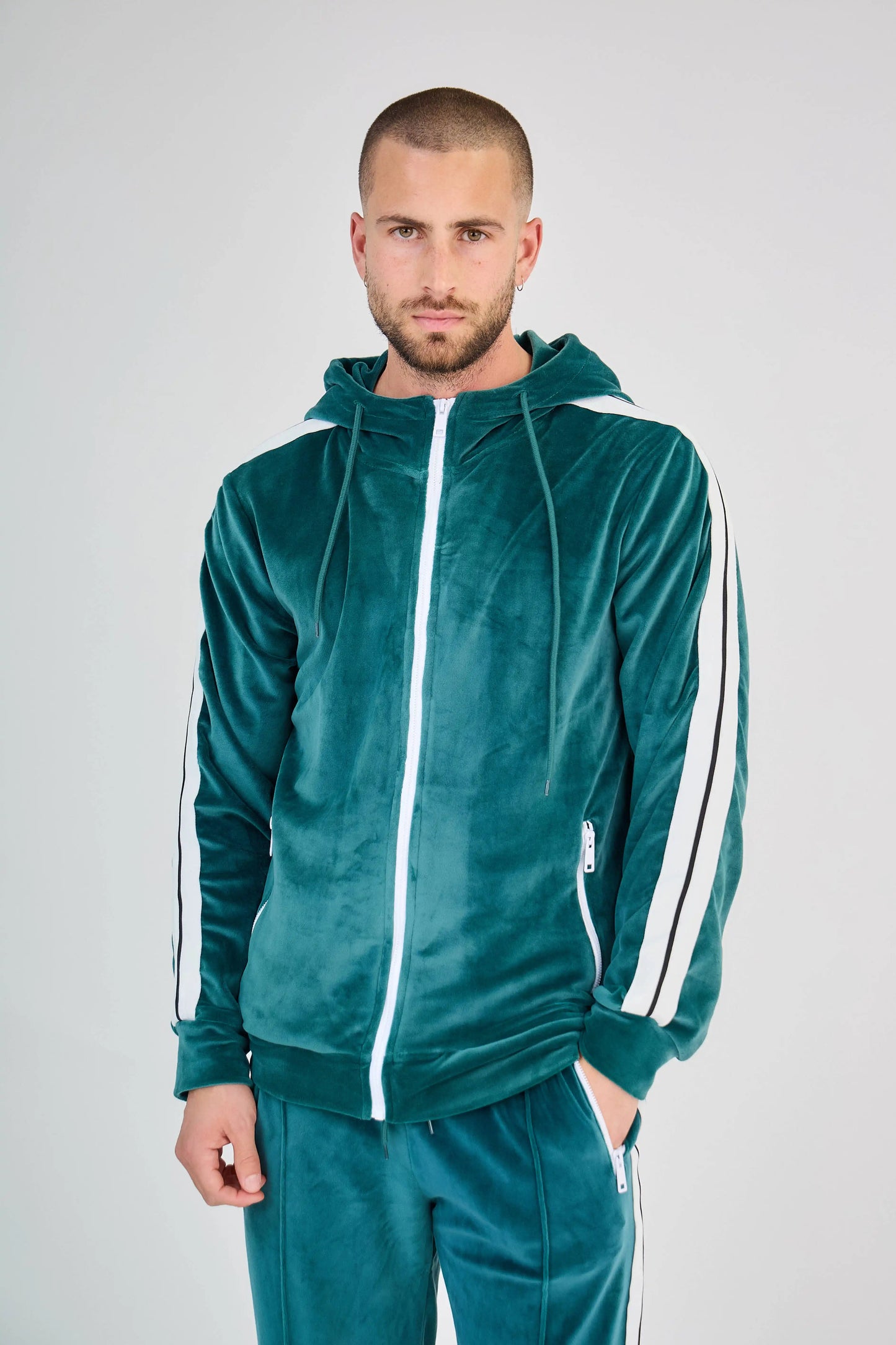 Ensemble Velours Zippé Vert