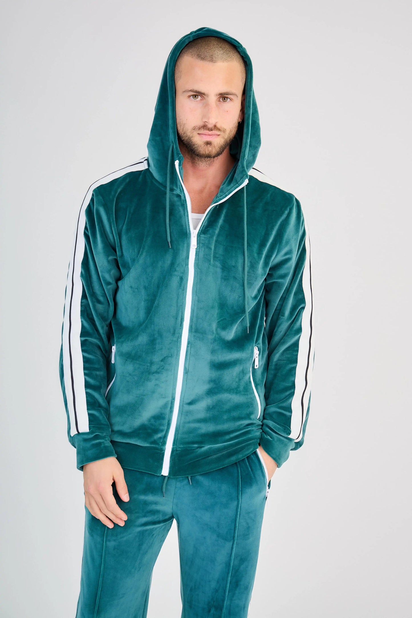 Ensemble Velours Zippé Vert
