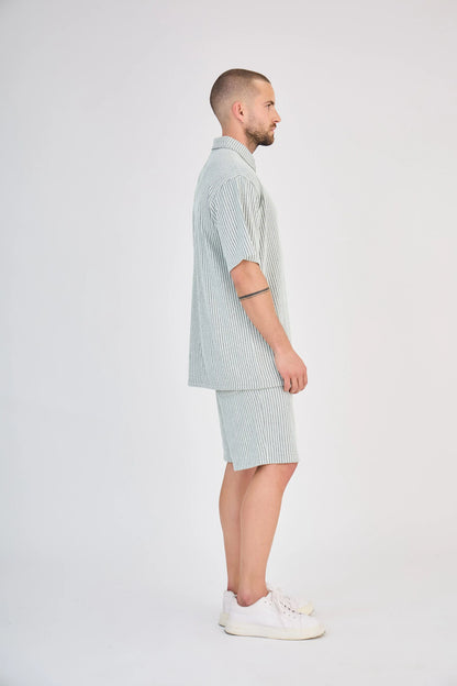 Ensemble Maille Rayée Vert Short