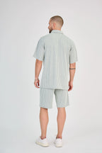 Green Striped Mesh Shorts Set