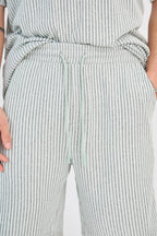 Green Striped Mesh Shorts Set