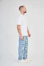 Blue Floral Pattern Jeans