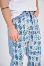 Blue Floral Pattern Jeans