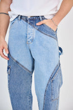 Light Washed Two-Tone Blue Jeans