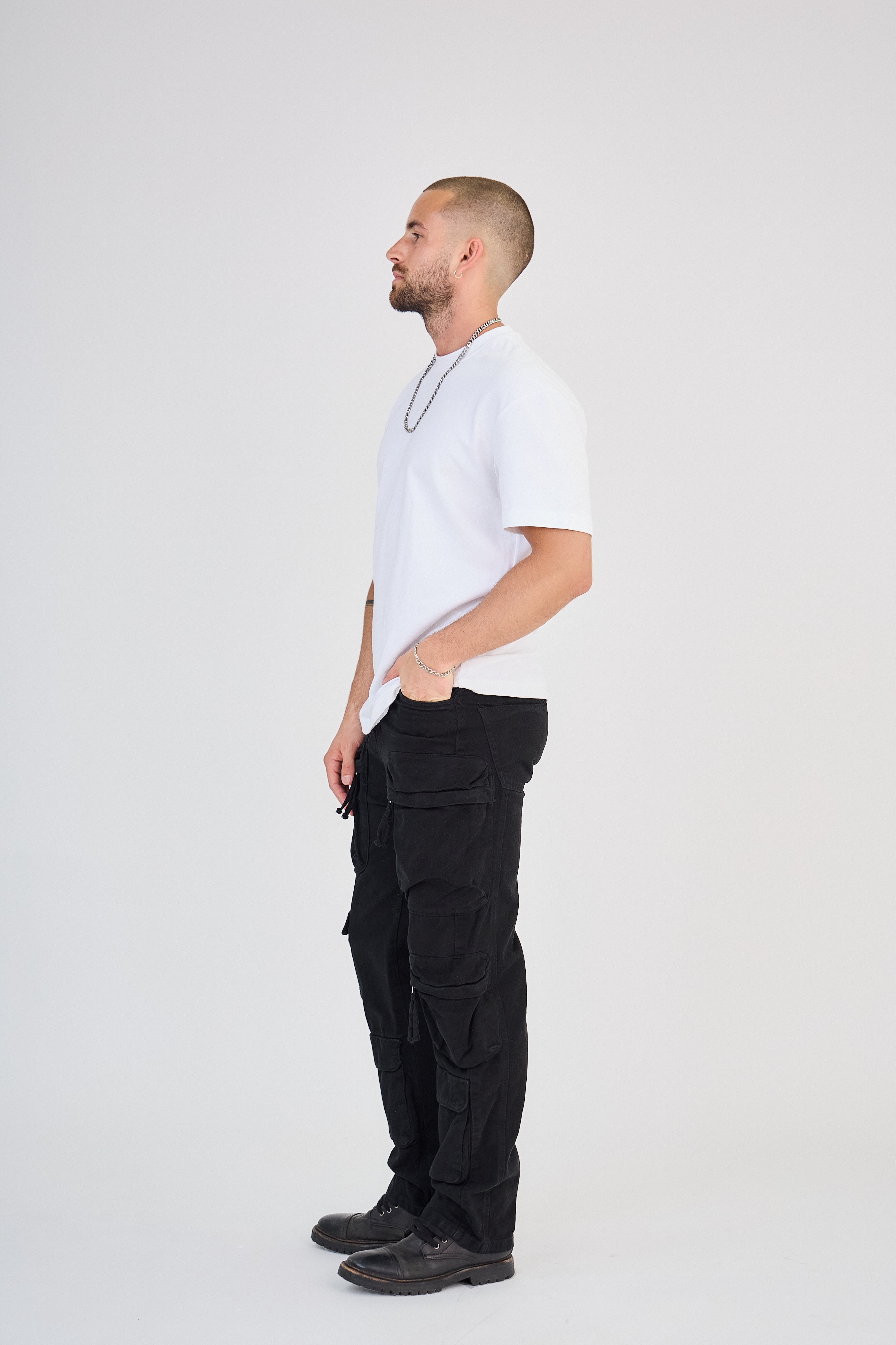 Pantalon Cargo Noir Zippé