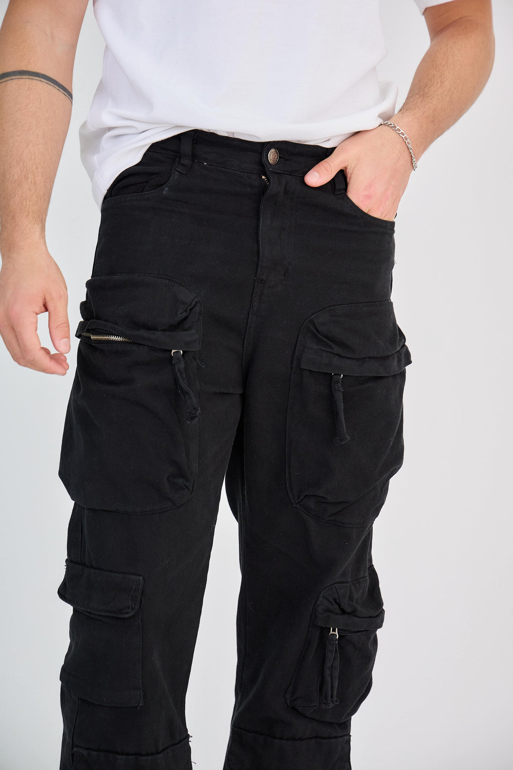 Pantalon Cargo Noir Zippé