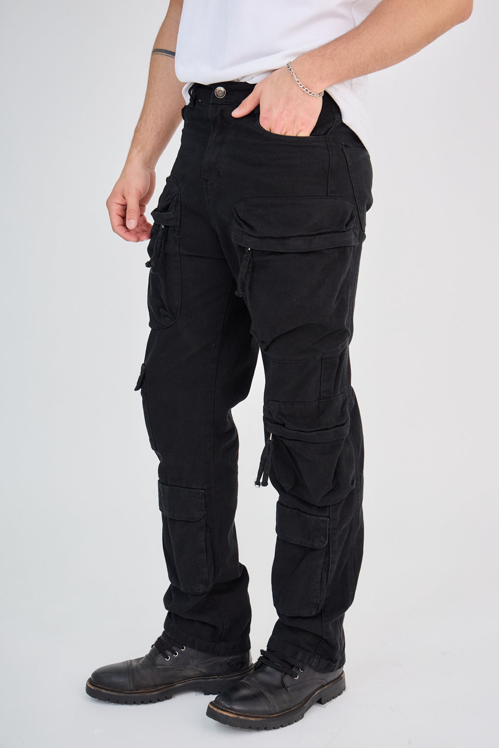 Pantalon Cargo Noir Zippé