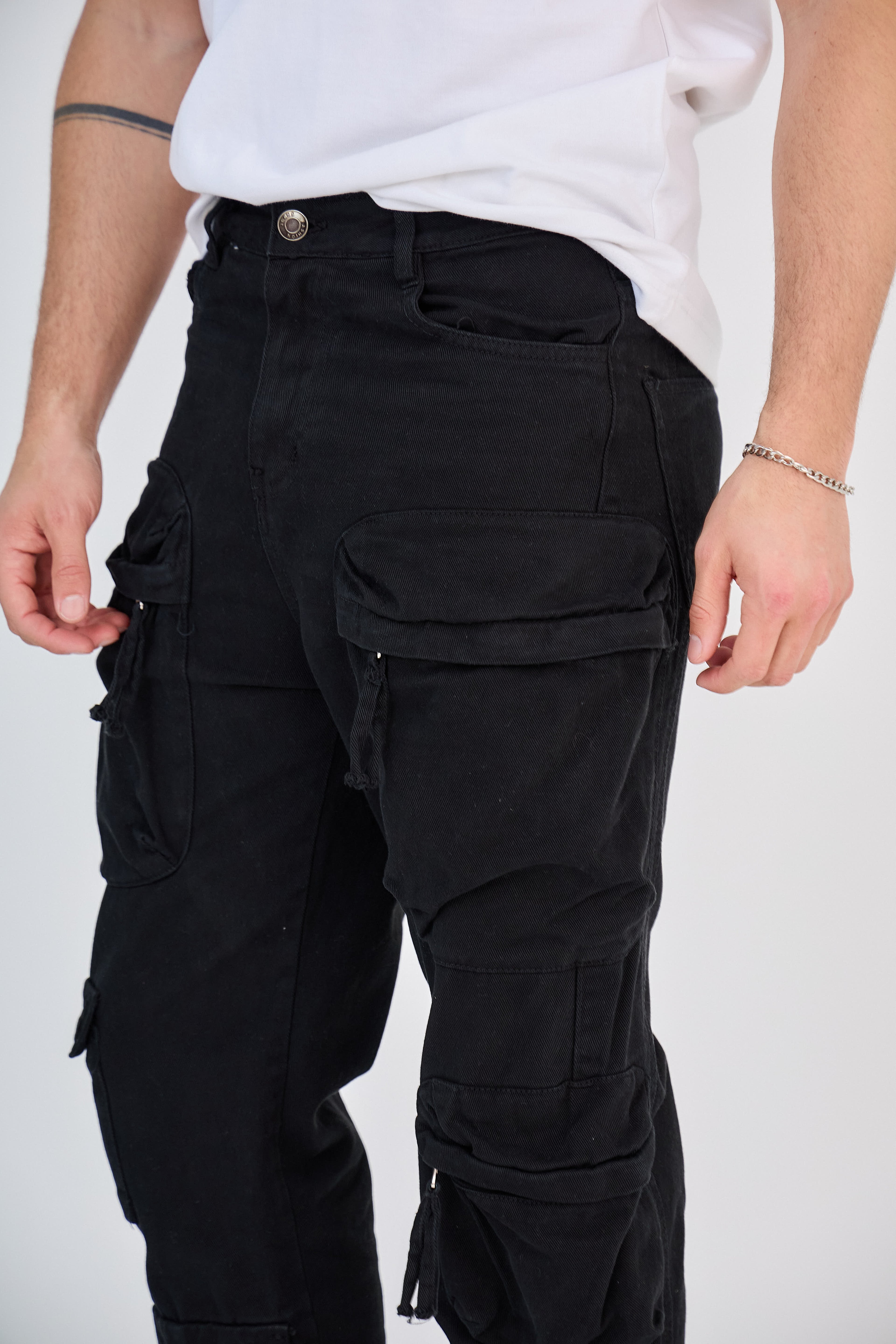 Pantalon Cargo Noir Zippé