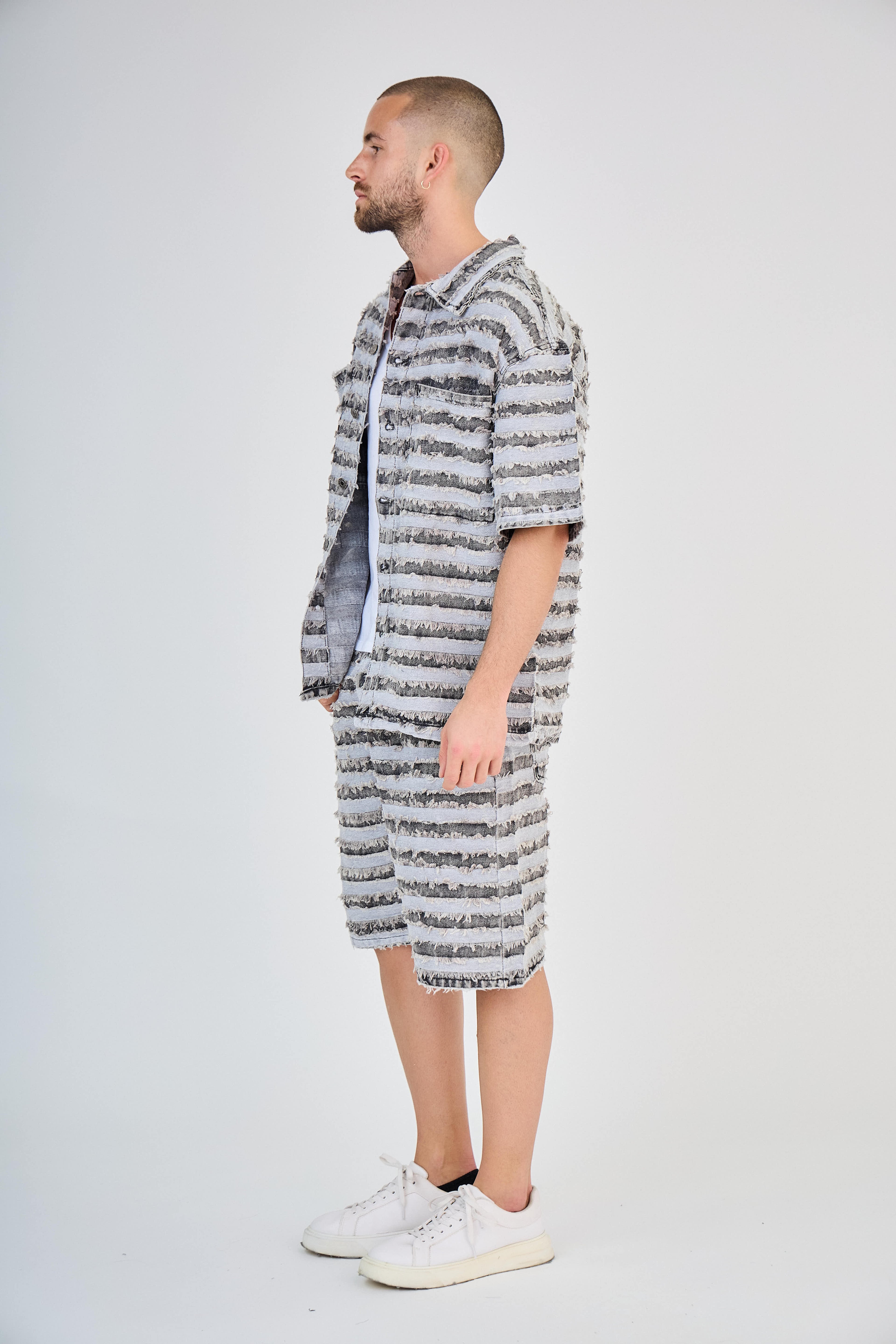 Ensemble Jeans Rayé Gris Clair