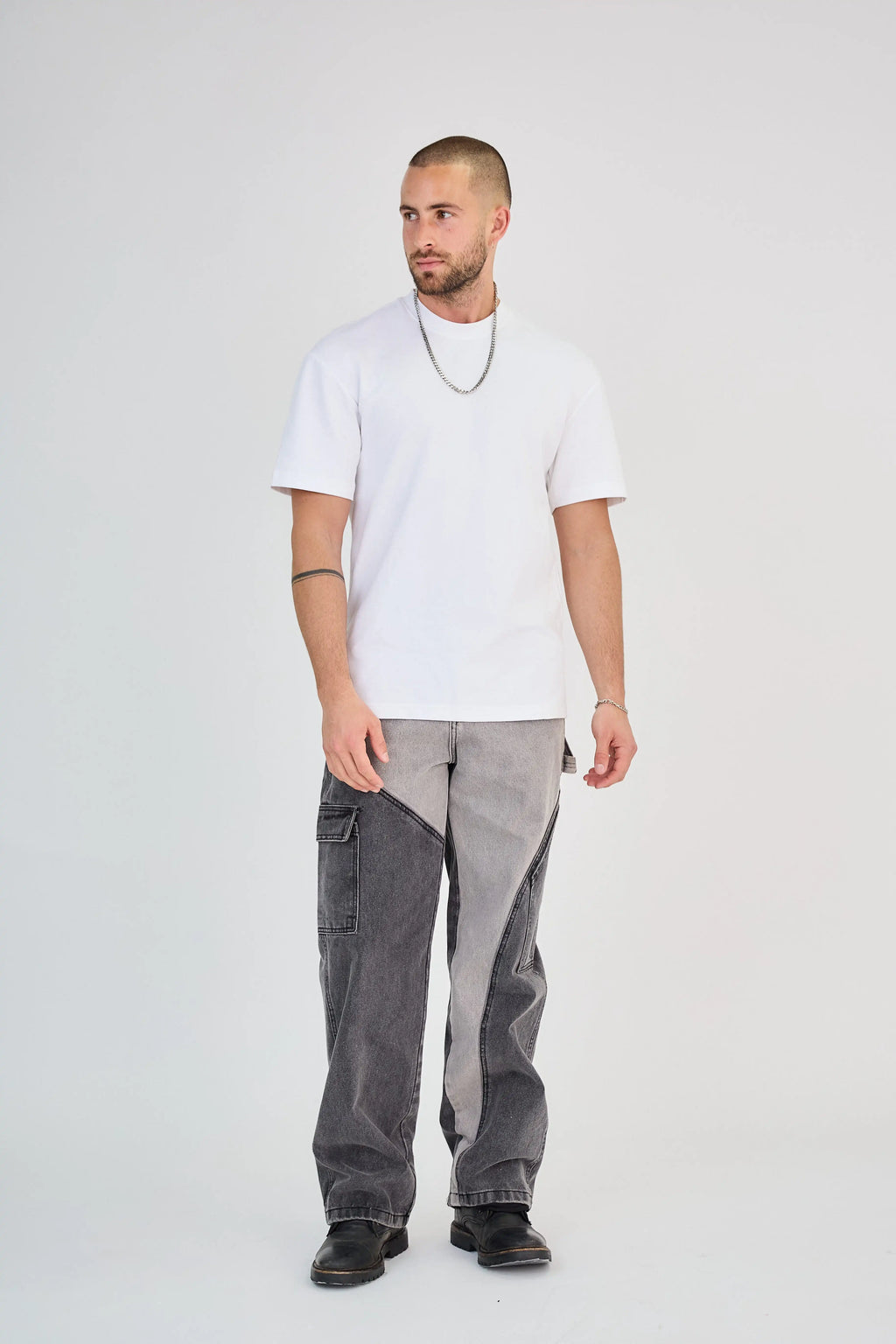 Jean Cargo Bicolore Noir/Gris