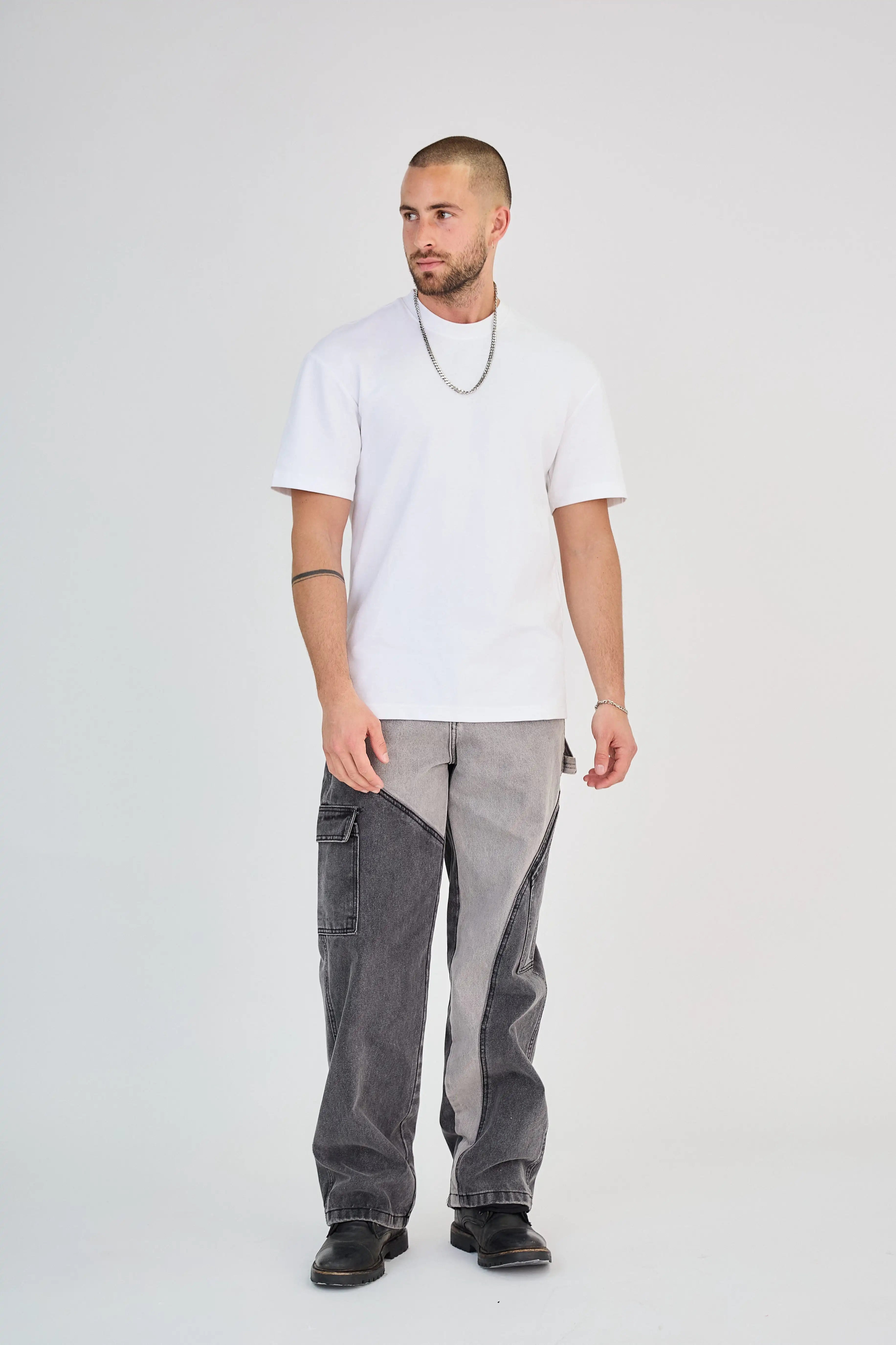 Jean Cargo Bicolore Noir/Gris