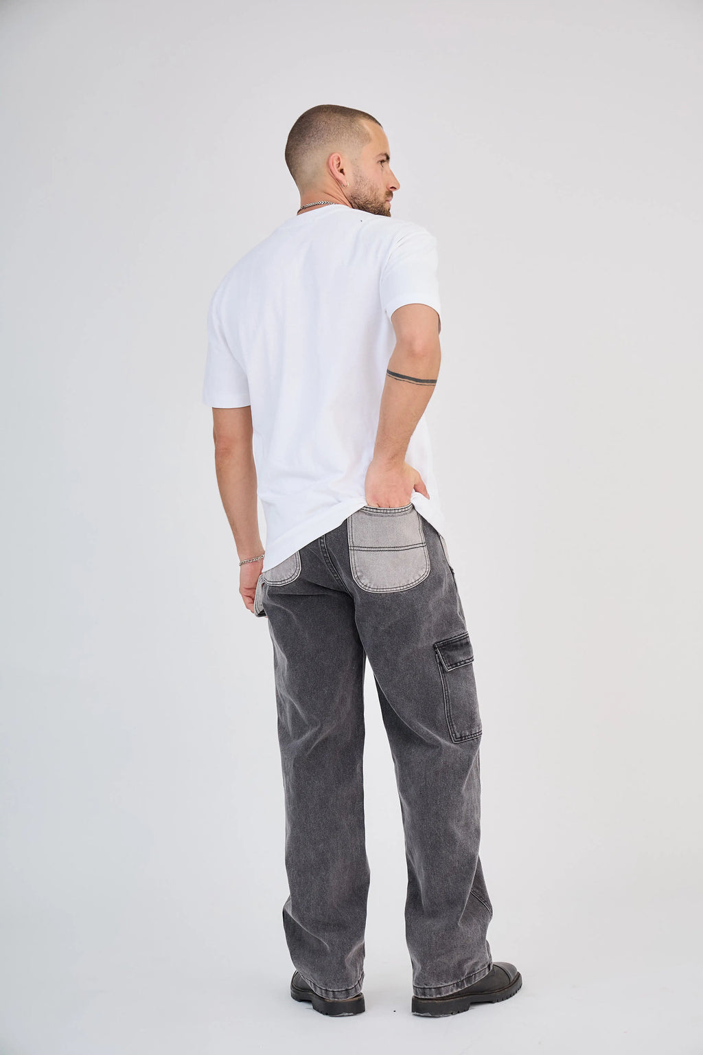 Jean Cargo Bicolore Noir/Gris