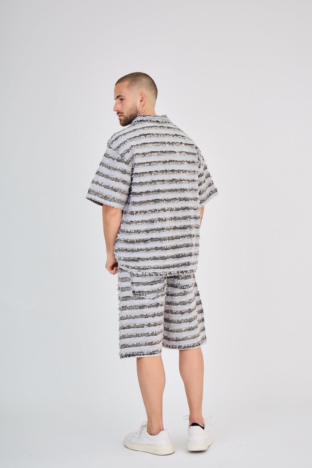 Ensemble Jeans Rayé Gris Clair