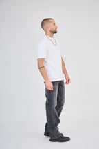 Dark Grey Bleached Jeans