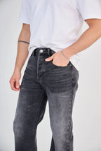 Dark Grey Bleached Jeans